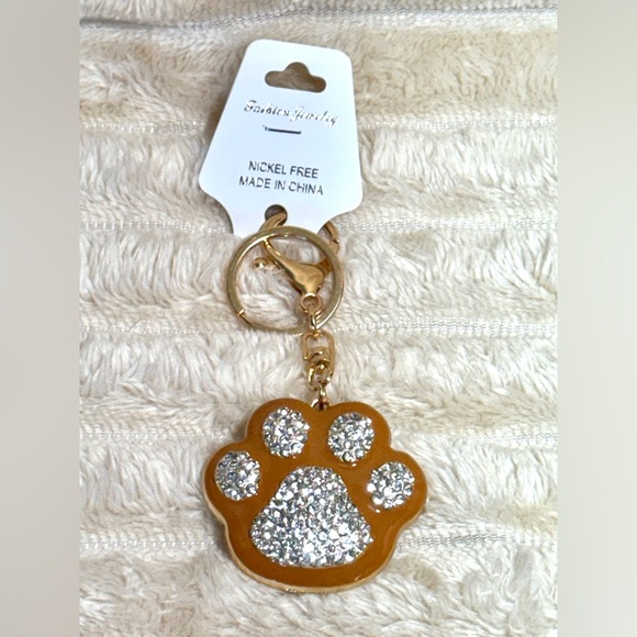 Paw Print Animal Lovers Bling Bling Keychain Bag Charm - Picture 2 of 5